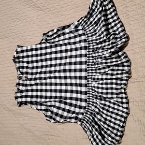 Peplum sleeveless gingham top large